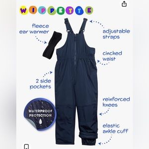 Wippette Snow Bib Insulated Snow Bib Pants Color: Blue Size 3T
